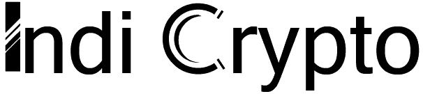 Black IndiCrypto logo representing cryptocurrency and blockchain technology.